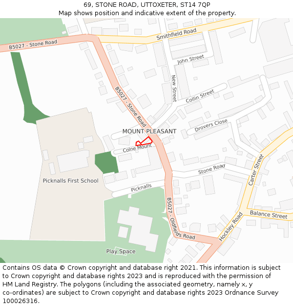 69, STONE ROAD, UTTOXETER, ST14 7QP: Location map and indicative extent of plot
