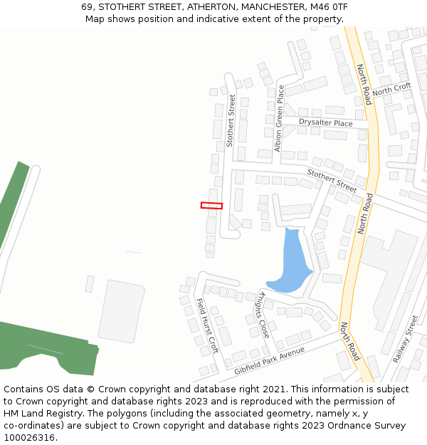 69, STOTHERT STREET, ATHERTON, MANCHESTER, M46 0TF: Location map and indicative extent of plot