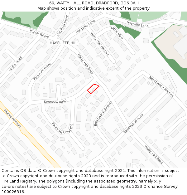 69, WATTY HALL ROAD, BRADFORD, BD6 3AH: Location map and indicative extent of plot
