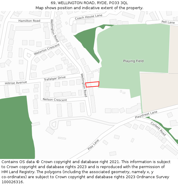 69, WELLINGTON ROAD, RYDE, PO33 3QL: Location map and indicative extent of plot