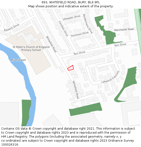 693, WHITEFIELD ROAD, BURY, BL9 9PL: Location map and indicative extent of plot
