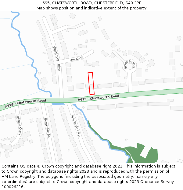 695, CHATSWORTH ROAD, CHESTERFIELD, S40 3PE: Location map and indicative extent of plot