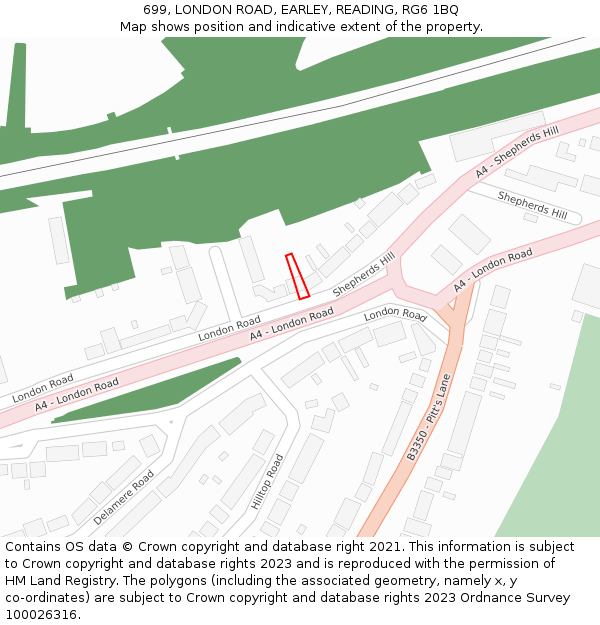 699, LONDON ROAD, EARLEY, READING, RG6 1BQ: Location map and indicative extent of plot