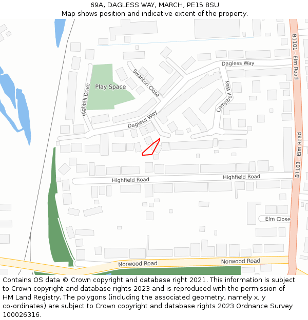 69A, DAGLESS WAY, MARCH, PE15 8SU: Location map and indicative extent of plot