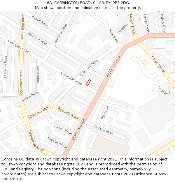 6A, CARRINGTON ROAD, CHORLEY, PR7 2DG: Location map and indicative extent of plot