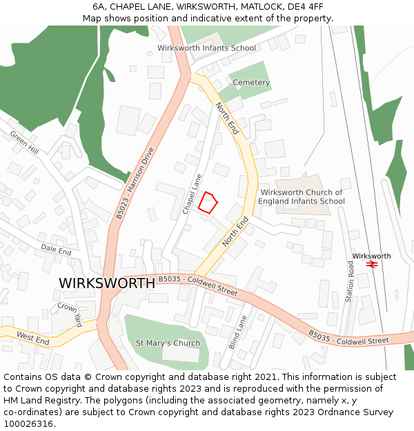 6A, CHAPEL LANE, WIRKSWORTH, MATLOCK, DE4 4FF: Location map and indicative extent of plot