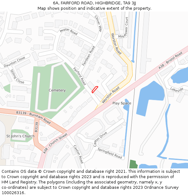6A, FAIRFORD ROAD, HIGHBRIDGE, TA9 3JJ: Location map and indicative extent of plot