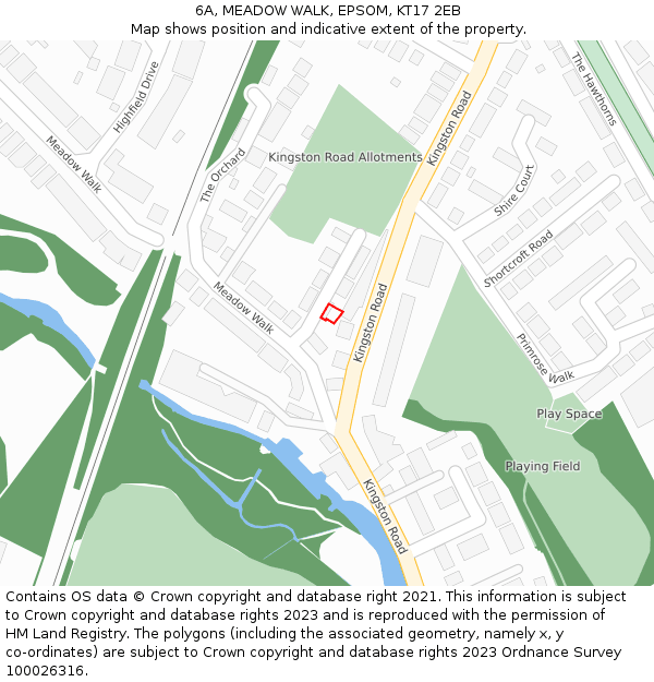 6A, MEADOW WALK, EPSOM, KT17 2EB: Location map and indicative extent of plot