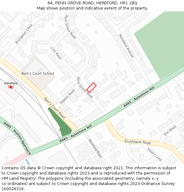 6A, PENN GROVE ROAD, HEREFORD, HR1 1BQ: Location map and indicative extent of plot