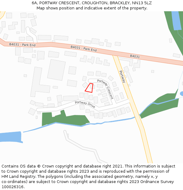 6A, PORTWAY CRESCENT, CROUGHTON, BRACKLEY, NN13 5LZ: Location map and indicative extent of plot