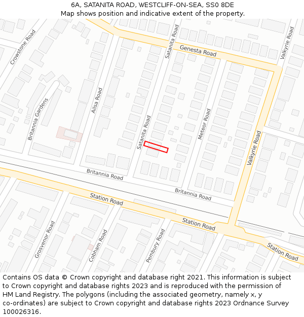 6A, SATANITA ROAD, WESTCLIFF-ON-SEA, SS0 8DE: Location map and indicative extent of plot