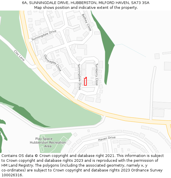 6A, SUNNINGDALE DRIVE, HUBBERSTON, MILFORD HAVEN, SA73 3SA: Location map and indicative extent of plot