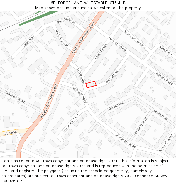 6B, FORGE LANE, WHITSTABLE, CT5 4HR: Location map and indicative extent of plot