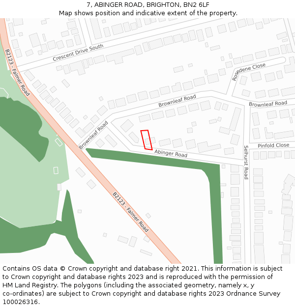 7, ABINGER ROAD, BRIGHTON, BN2 6LF: Location map and indicative extent of plot