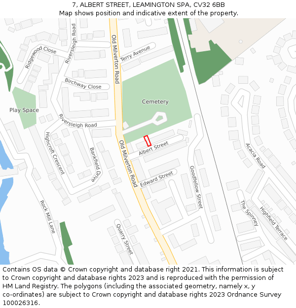 7, ALBERT STREET, LEAMINGTON SPA, CV32 6BB: Location map and indicative extent of plot
