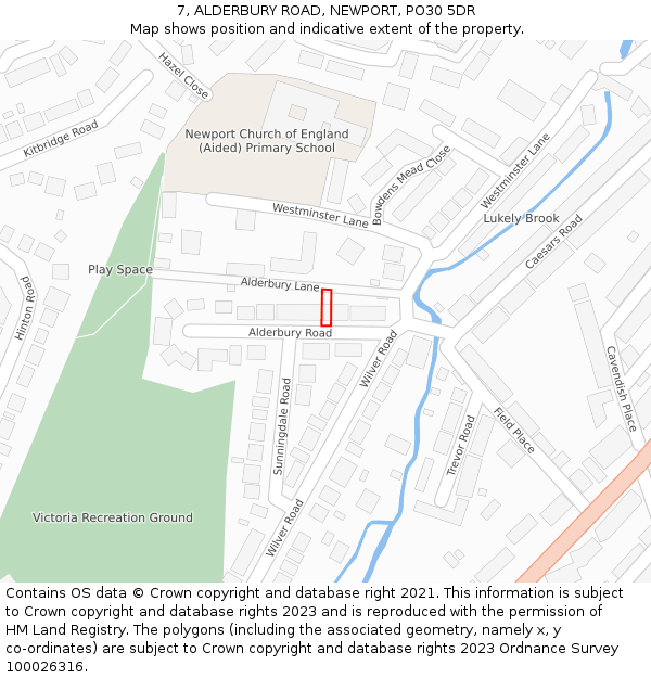 7, ALDERBURY ROAD, NEWPORT, PO30 5DR: Location map and indicative extent of plot