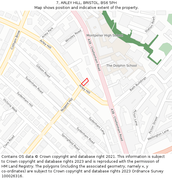 7, ARLEY HILL, BRISTOL, BS6 5PH: Location map and indicative extent of plot