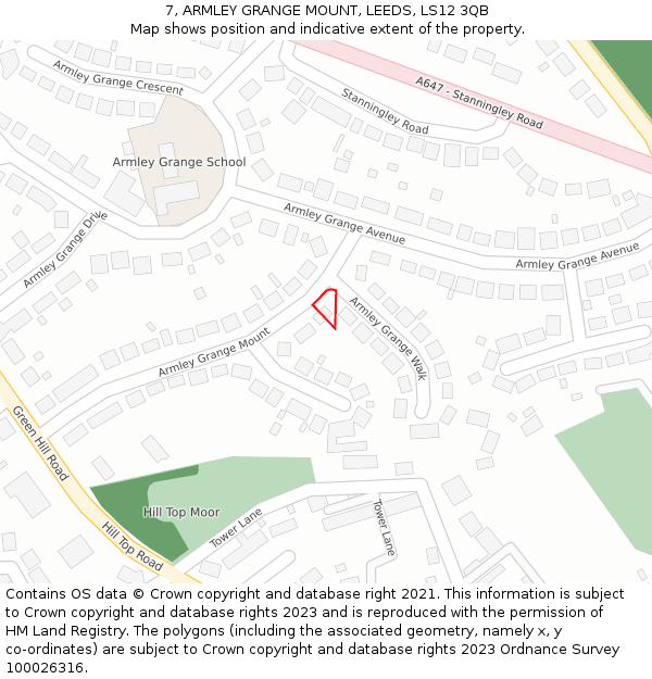 7, ARMLEY GRANGE MOUNT, LEEDS, LS12 3QB: Location map and indicative extent of plot