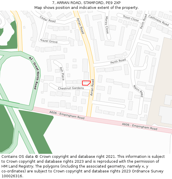 7, ARRAN ROAD, STAMFORD, PE9 2XP: Location map and indicative extent of plot