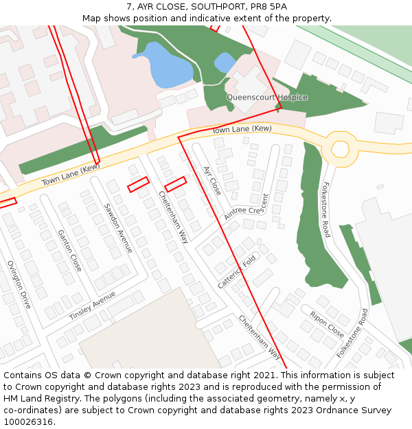 7, AYR CLOSE, SOUTHPORT, PR8 5PA: Location map and indicative extent of plot