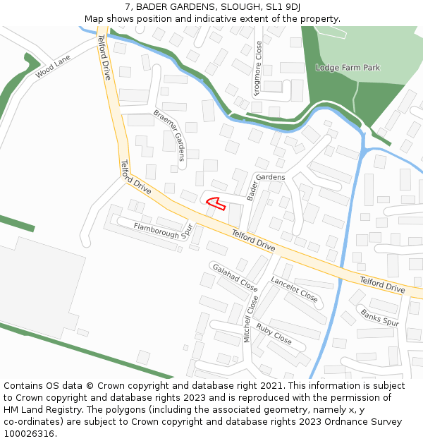 7, BADER GARDENS, SLOUGH, SL1 9DJ: Location map and indicative extent of plot