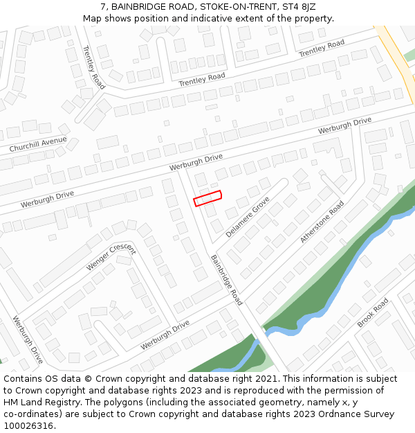 7, BAINBRIDGE ROAD, STOKE-ON-TRENT, ST4 8JZ: Location map and indicative extent of plot