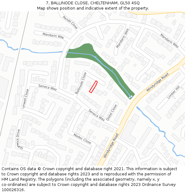 7, BALLINODE CLOSE, CHELTENHAM, GL50 4SQ: Location map and indicative extent of plot