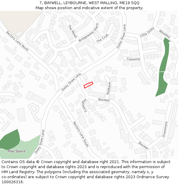 7, BAYWELL, LEYBOURNE, WEST MALLING, ME19 5QQ: Location map and indicative extent of plot