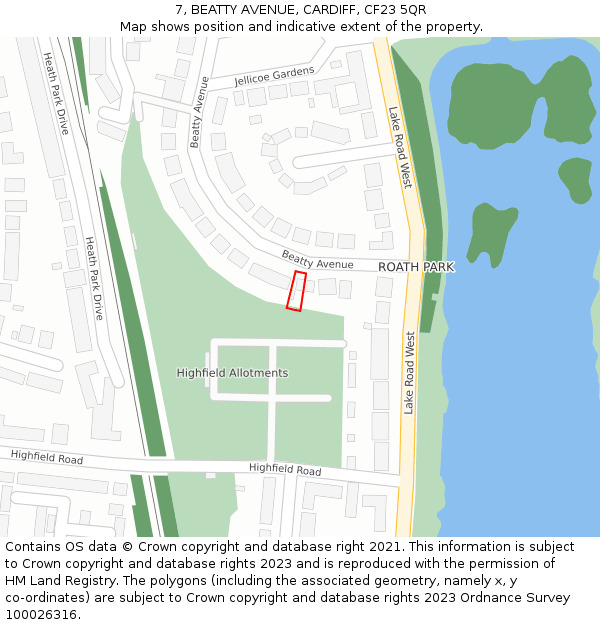7, BEATTY AVENUE, CARDIFF, CF23 5QR: Location map and indicative extent of plot