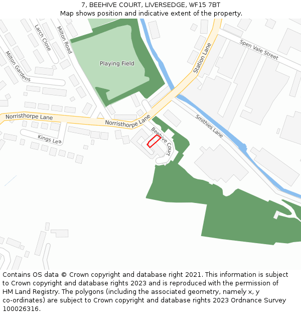 7, BEEHIVE COURT, LIVERSEDGE, WF15 7BT: Location map and indicative extent of plot