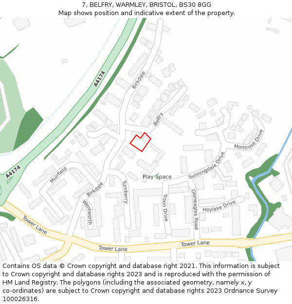 7, BELFRY, WARMLEY, BRISTOL, BS30 8GG: Location map and indicative extent of plot