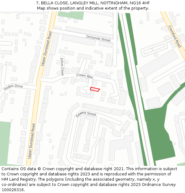 7, BELLA CLOSE, LANGLEY MILL, NOTTINGHAM, NG16 4HF: Location map and indicative extent of plot