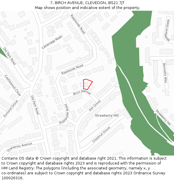7, BIRCH AVENUE, CLEVEDON, BS21 7JT: Location map and indicative extent of plot