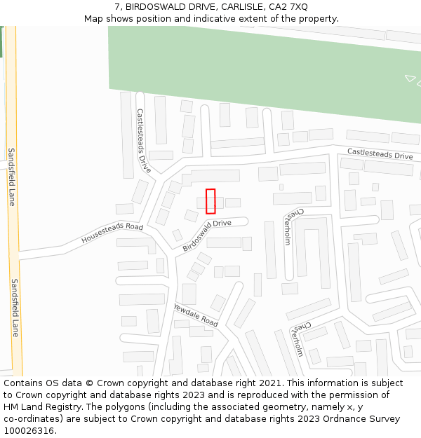 7, BIRDOSWALD DRIVE, CARLISLE, CA2 7XQ: Location map and indicative extent of plot