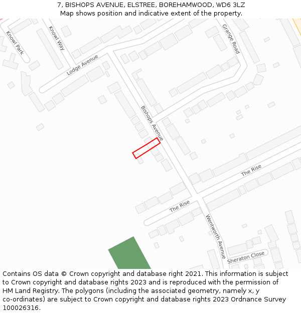 7, BISHOPS AVENUE, ELSTREE, BOREHAMWOOD, WD6 3LZ: Location map and indicative extent of plot