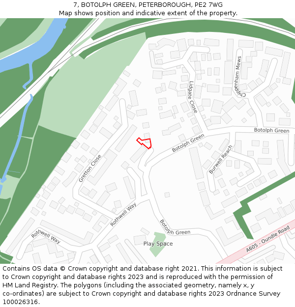 7, BOTOLPH GREEN, PETERBOROUGH, PE2 7WG: Location map and indicative extent of plot