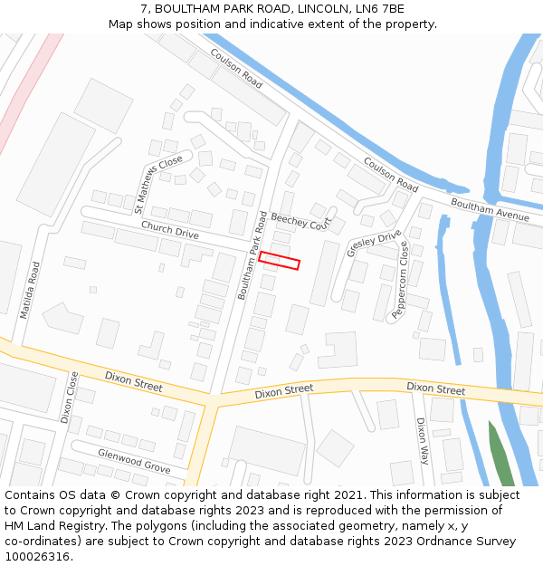 7, BOULTHAM PARK ROAD, LINCOLN, LN6 7BE: Location map and indicative extent of plot