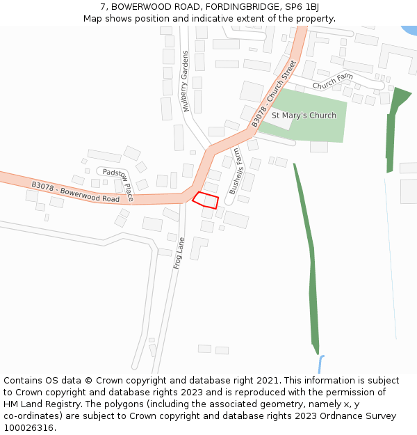 7, BOWERWOOD ROAD, FORDINGBRIDGE, SP6 1BJ: Location map and indicative extent of plot