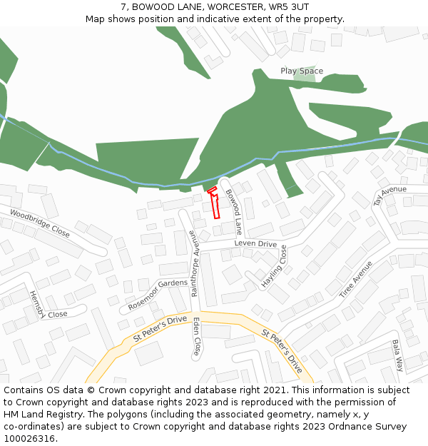 7, BOWOOD LANE, WORCESTER, WR5 3UT: Location map and indicative extent of plot