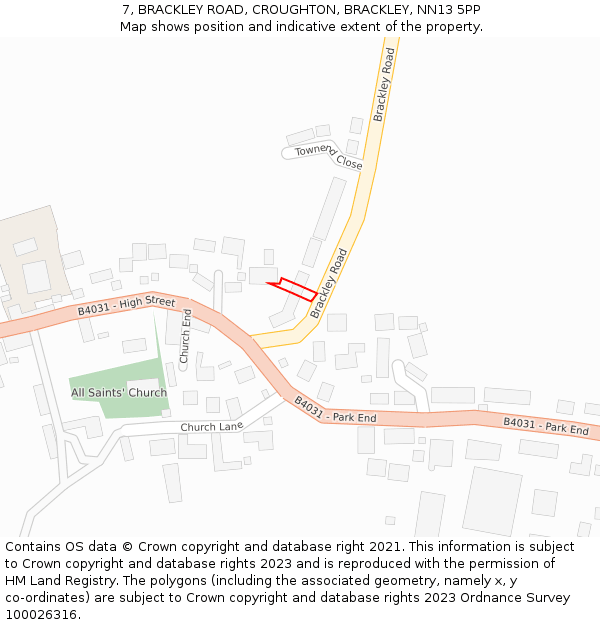 7, BRACKLEY ROAD, CROUGHTON, BRACKLEY, NN13 5PP: Location map and indicative extent of plot