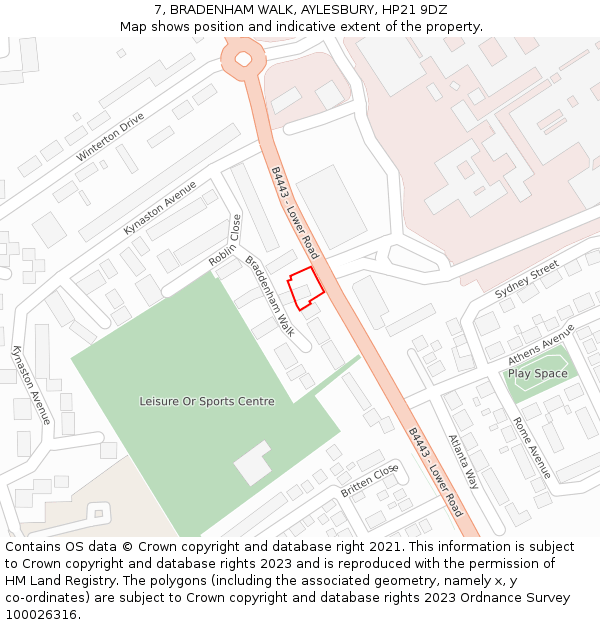 7, BRADENHAM WALK, AYLESBURY, HP21 9DZ: Location map and indicative extent of plot