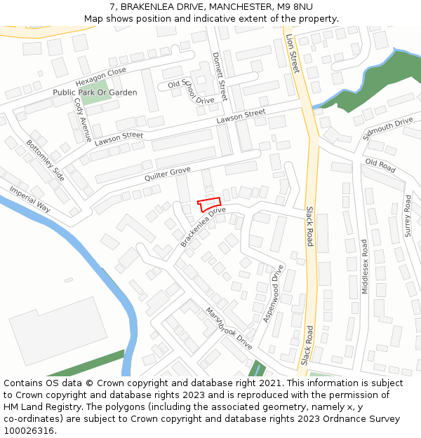 7, BRAKENLEA DRIVE, MANCHESTER, M9 8NU: Location map and indicative extent of plot