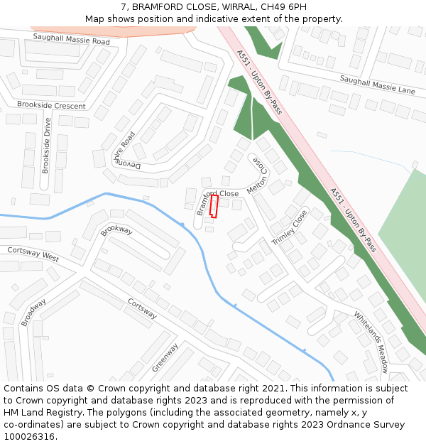 7, BRAMFORD CLOSE, WIRRAL, CH49 6PH: Location map and indicative extent of plot