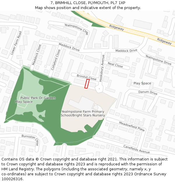 7, BRIMHILL CLOSE, PLYMOUTH, PL7 1XP: Location map and indicative extent of plot