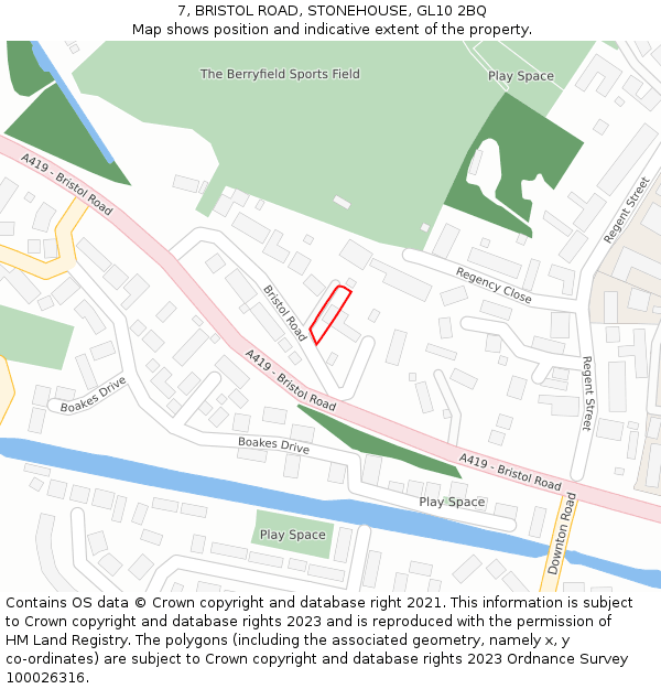 7, BRISTOL ROAD, STONEHOUSE, GL10 2BQ: Location map and indicative extent of plot