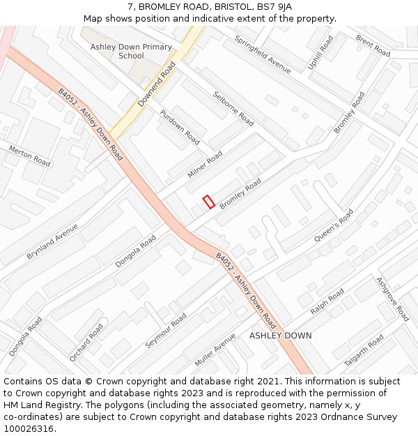 7, BROMLEY ROAD, BRISTOL, BS7 9JA: Location map and indicative extent of plot