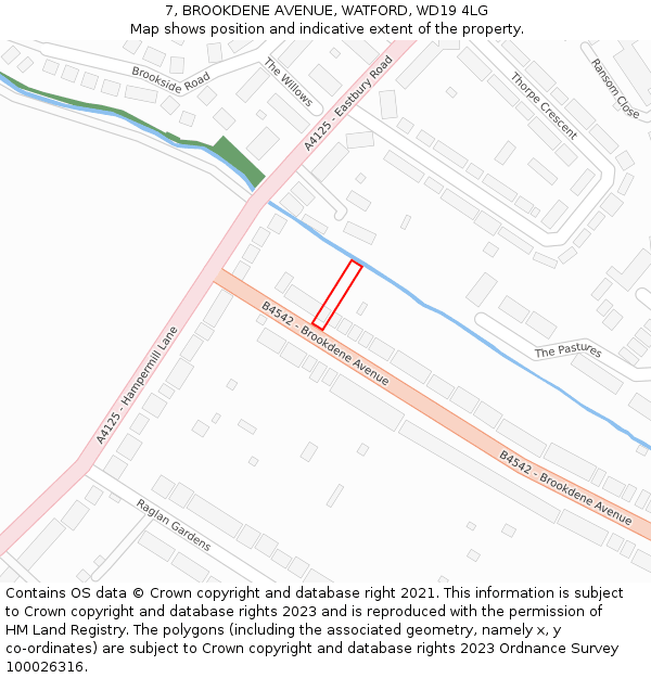 7, BROOKDENE AVENUE, WATFORD, WD19 4LG: Location map and indicative extent of plot