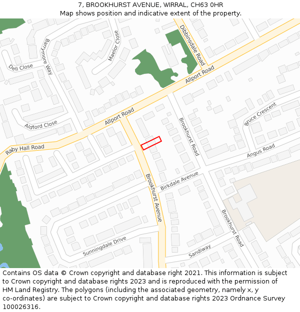 7, BROOKHURST AVENUE, WIRRAL, CH63 0HR: Location map and indicative extent of plot