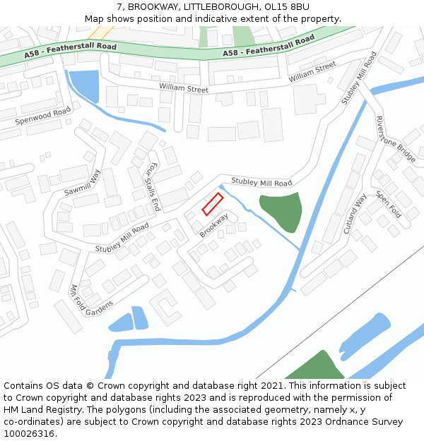 7, BROOKWAY, LITTLEBOROUGH, OL15 8BU: Location map and indicative extent of plot