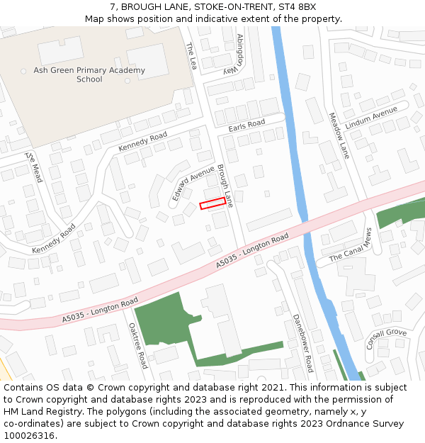 7, BROUGH LANE, STOKE-ON-TRENT, ST4 8BX: Location map and indicative extent of plot